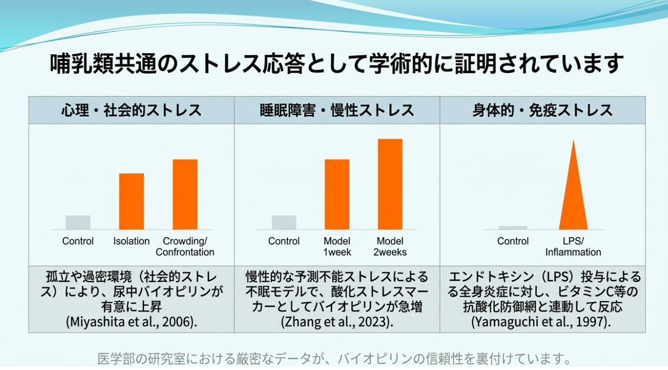 哺乳類共通のストレス応答として学術的に証明されています